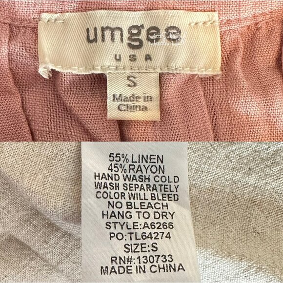 Umgee USA Colorblock Tiered Mini Linen Blend Dress Size Small - Picture 3 of 3